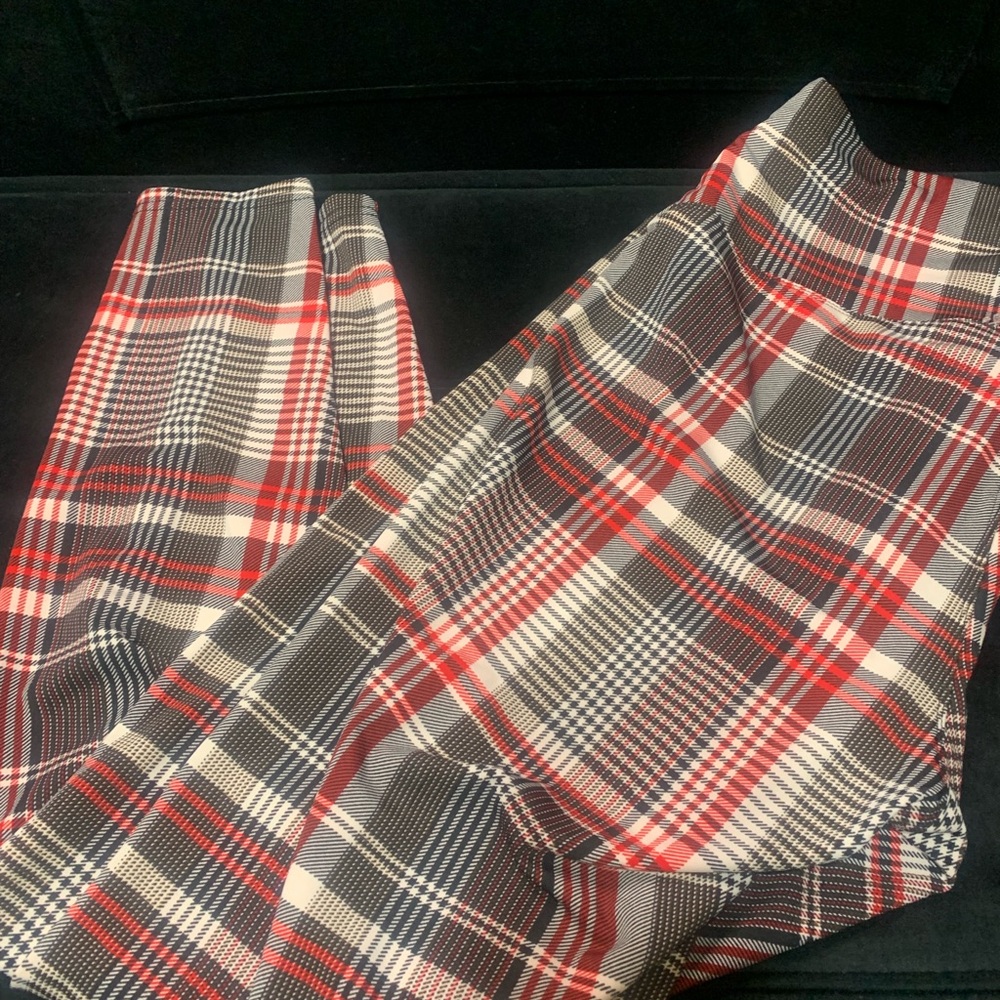 New Look Red Black White Plaid Stretch Leggings - Classic Check